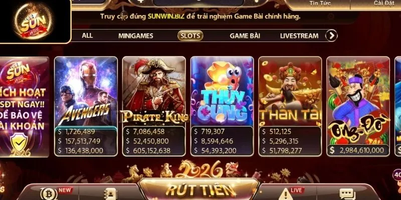 Sảnh game nổ hũ hấp dẫn tại sunwin